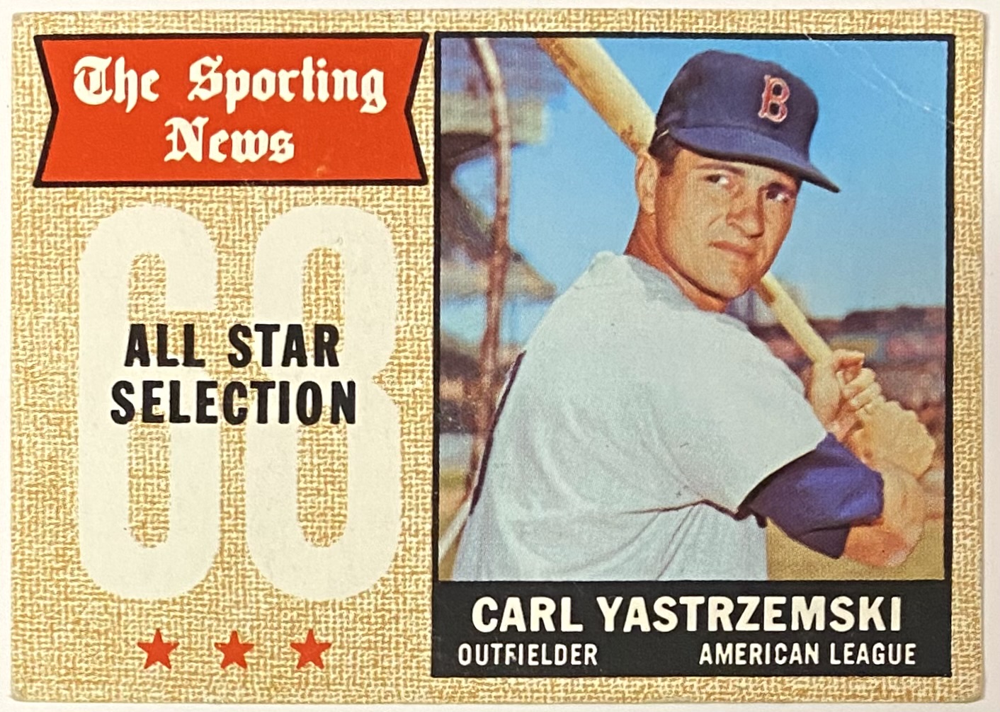 Carl Yastrzemski 1968 Topps Boston Red Sox Baseball Sporting News All