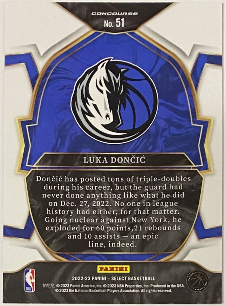 Luka Doncic 2022 23 Panini Select Basketball Dallas Mavericks Concourse