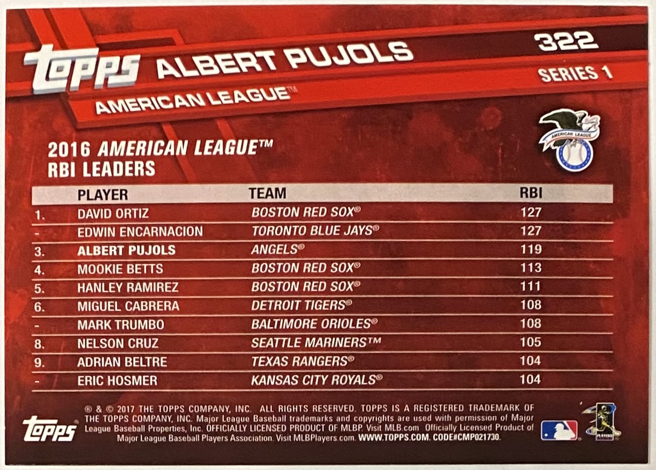 Albert Pujols 2017 Topps Los Angeles Angels Baseball American League