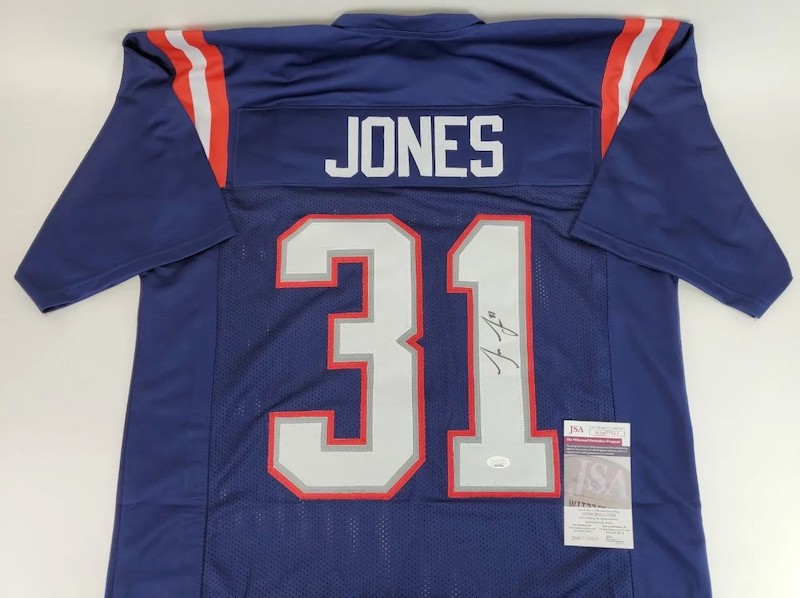 Jonathan Jones Autographed New England Patriots Custom Blue Jersey