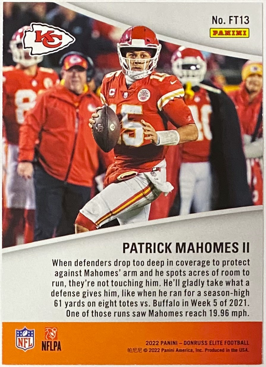 Patrick Mahomes Ii Panini Donruss Elite Football Kansas City