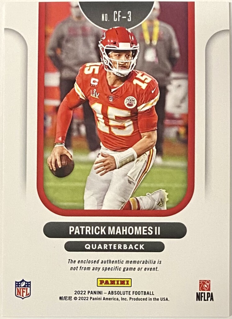 Patrick Mahomes Panini Absolute Football Kansas City Chiefs