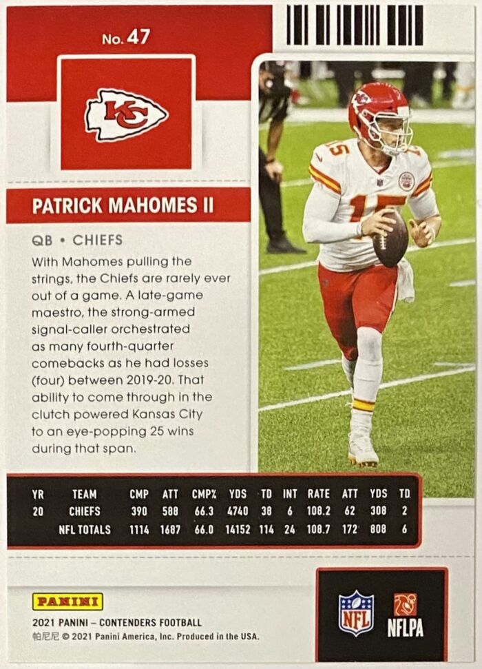 Patrick Mahomes Ii Panini Contenders Football Kansas City Chiefs