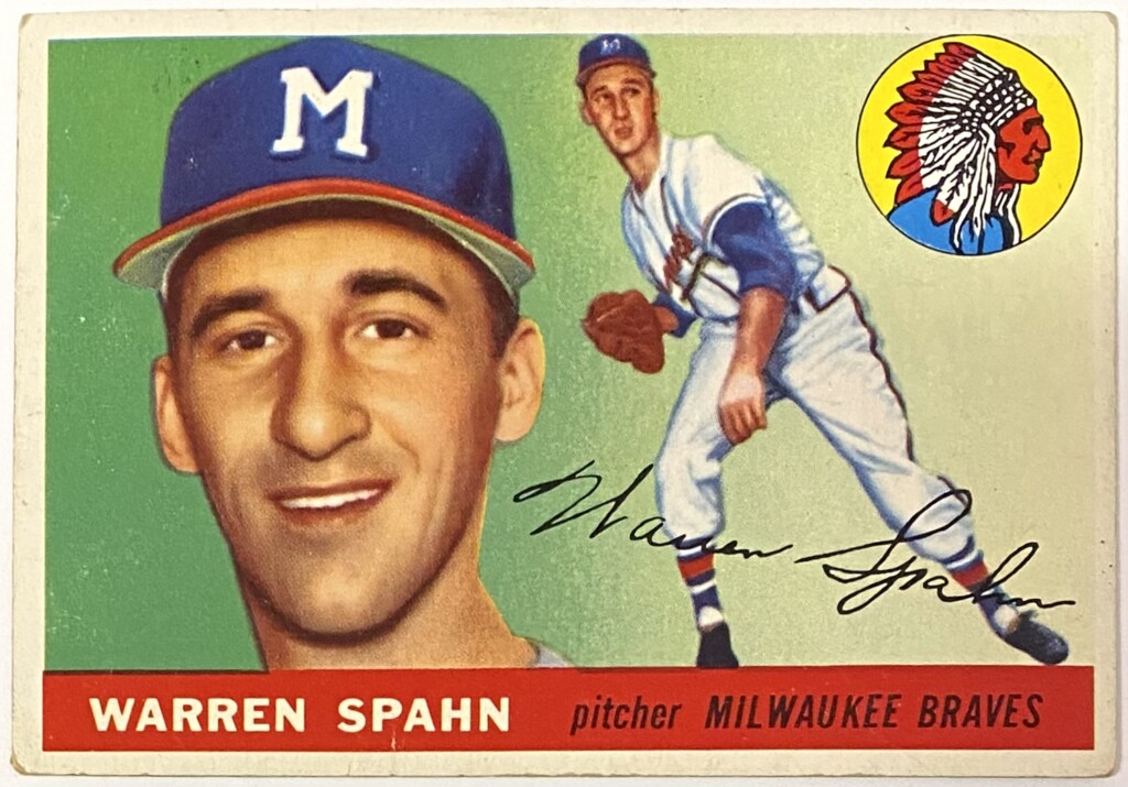 Warren Spahn Topps Milwaukee Braves Baseball Card Small Back Of