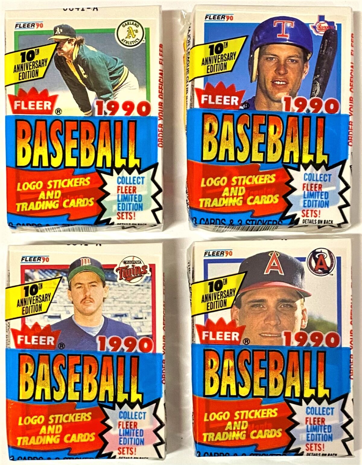 Fleer 1990 Major League Baseball 10th Anniversary Edition 4-Cello Pack ...