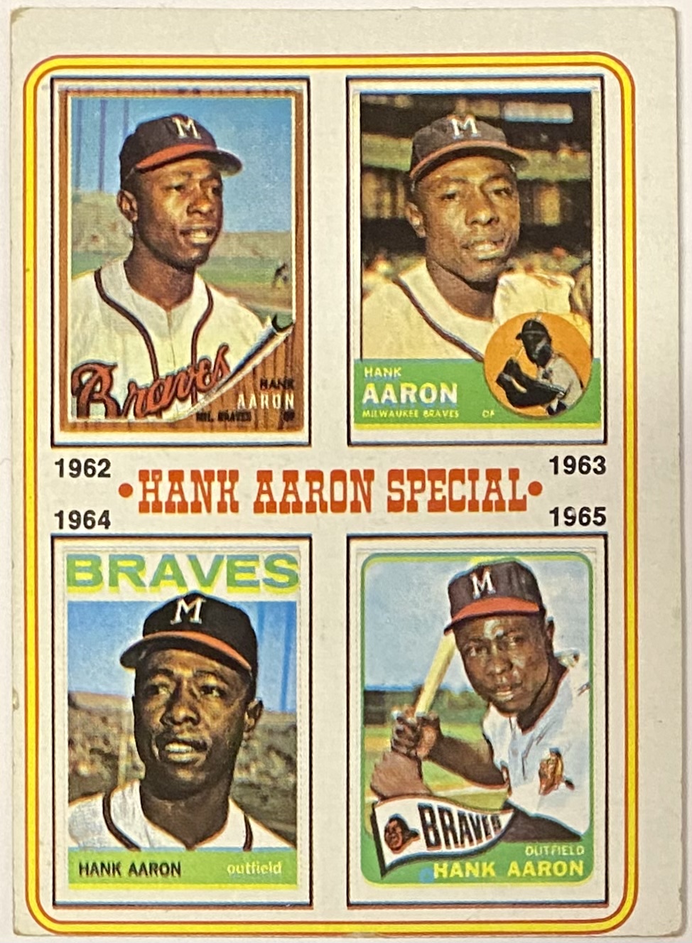 Hank Aaron 1974 Topps Milwaukee Braves Baseball Hank Aaron Special Card ...