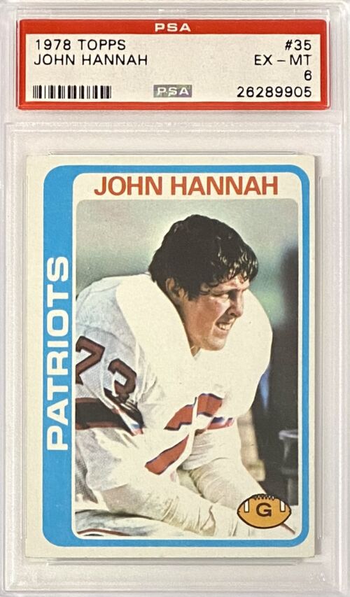 John Hannah 1978 Topps New England Patriots Football Graded Card (Grade 6 PSA)