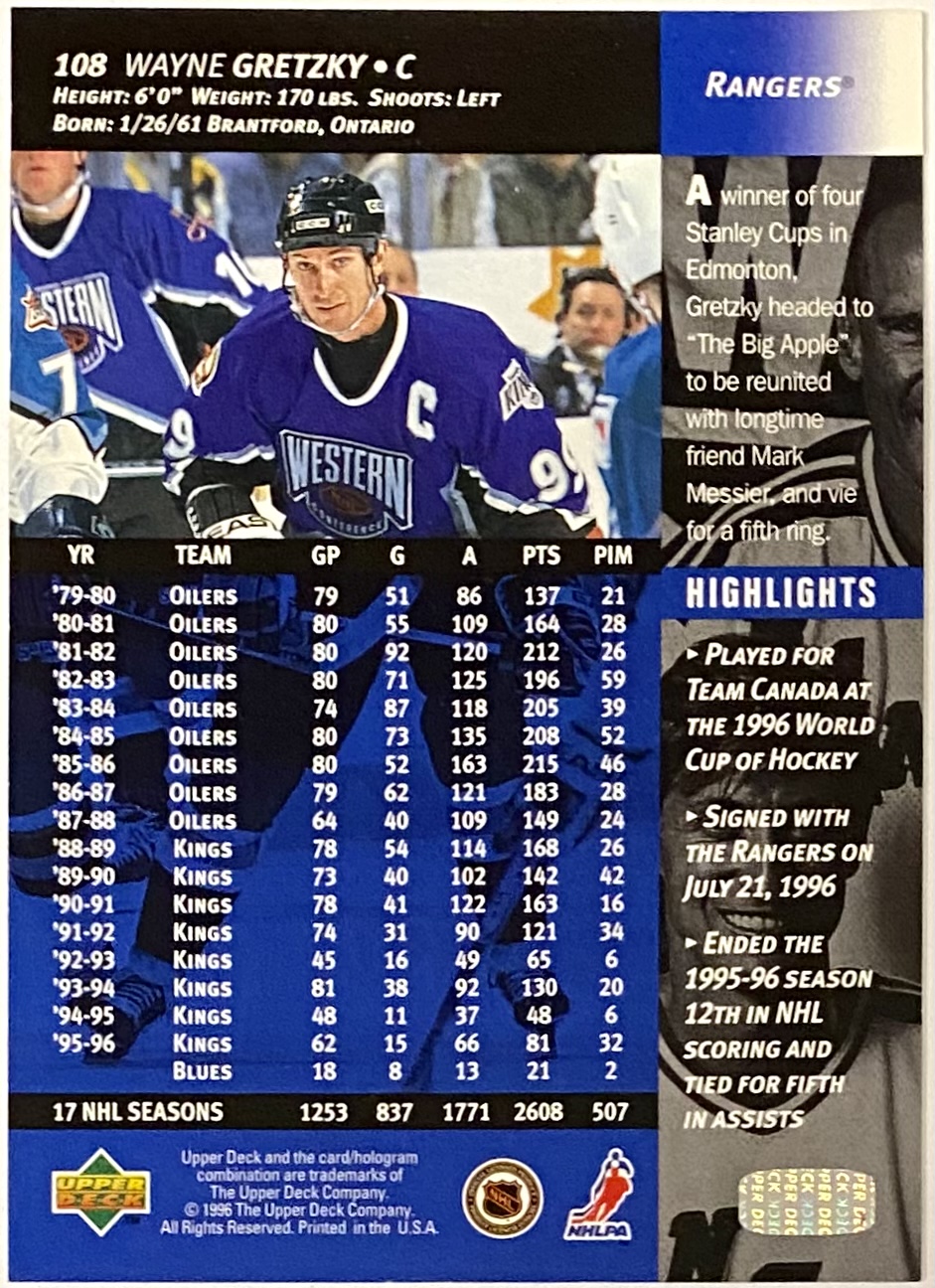 Mark Messier hockey card (New York Rangers Hall of Fame) 1996 Fleer Metal  #97