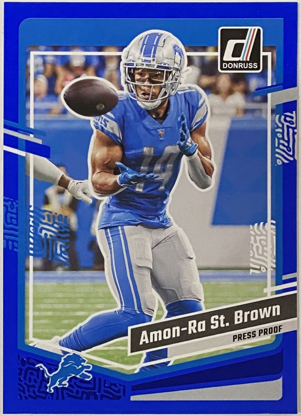 Amon Ra St Brown Panini Donruss Football Detroit Lions Press Proof Blue Card Kbk Sports