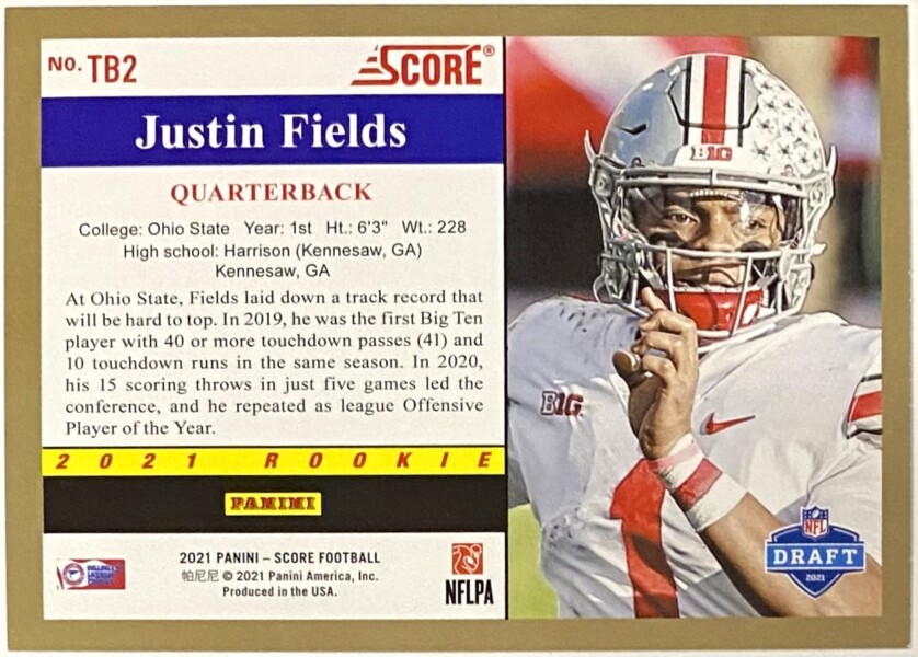 Justin Fields 2021 Panini Score Football Ohio State Buckeyes Throwback  Rookie Card – KBK Sports