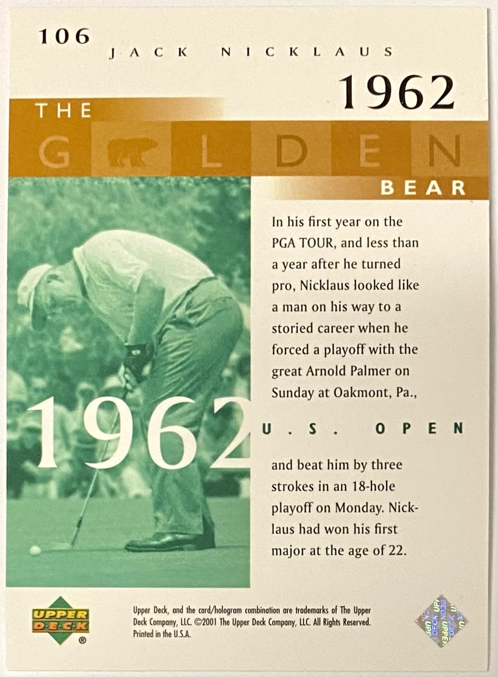 Jack Nicklaus Golden Bear upper Deck 2024 cards