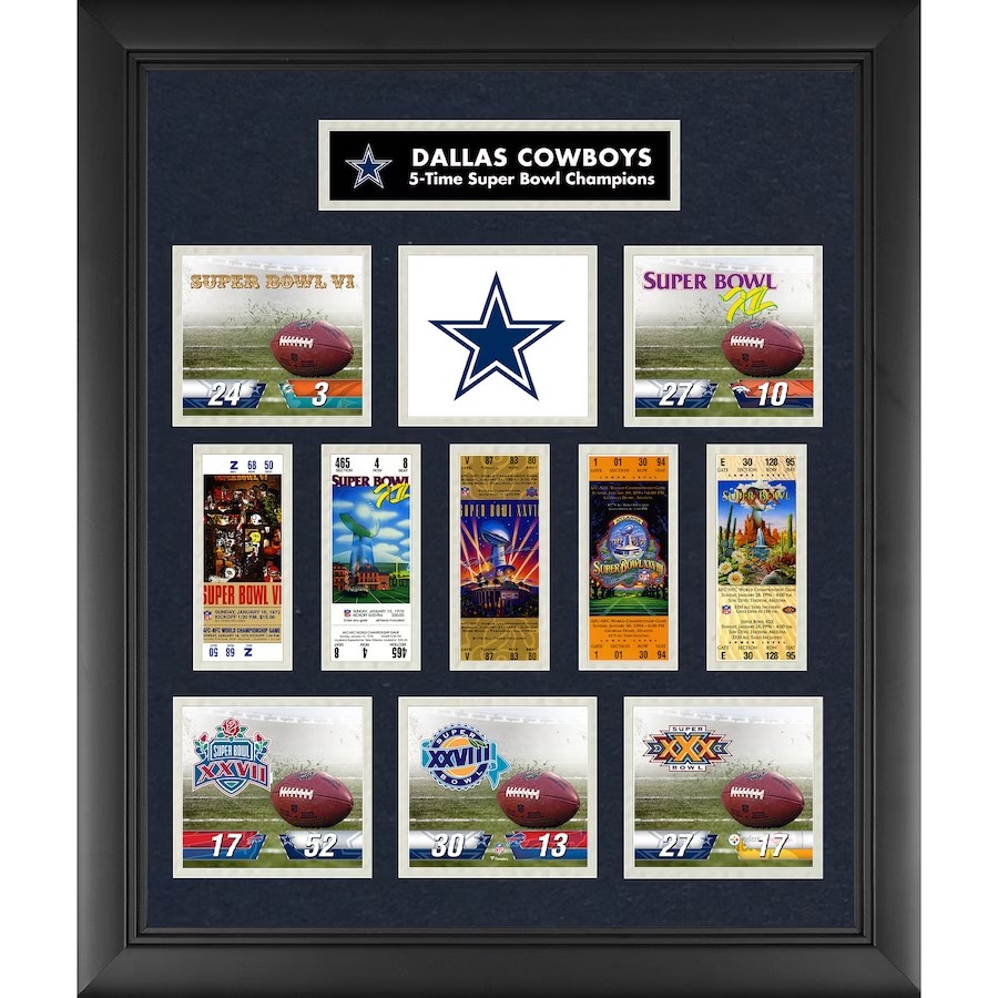 Dallas Cowboys Collage with Replica Super Bowl Tickets 20x24 (Limited ...