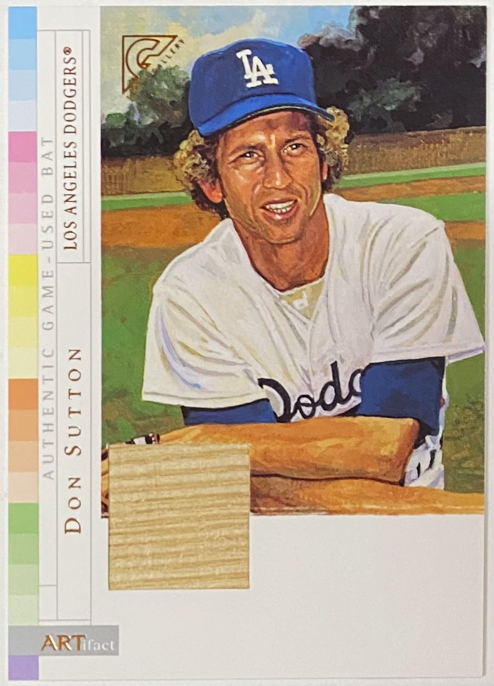 Don Sutton 2003 Topps Gallery Los Angeles Dodgers Baseball Hall of Fame  ARTifact Card w/Piece of Game-Used Bat - KBK Sports