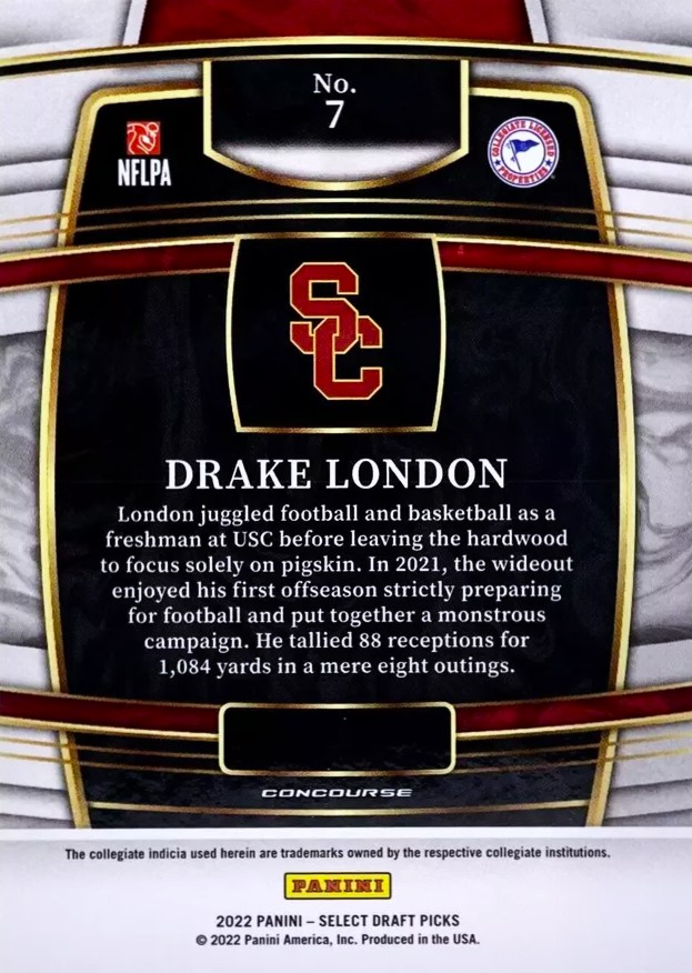 Drake London Panini Select Draft Picks Football Usc Trojans