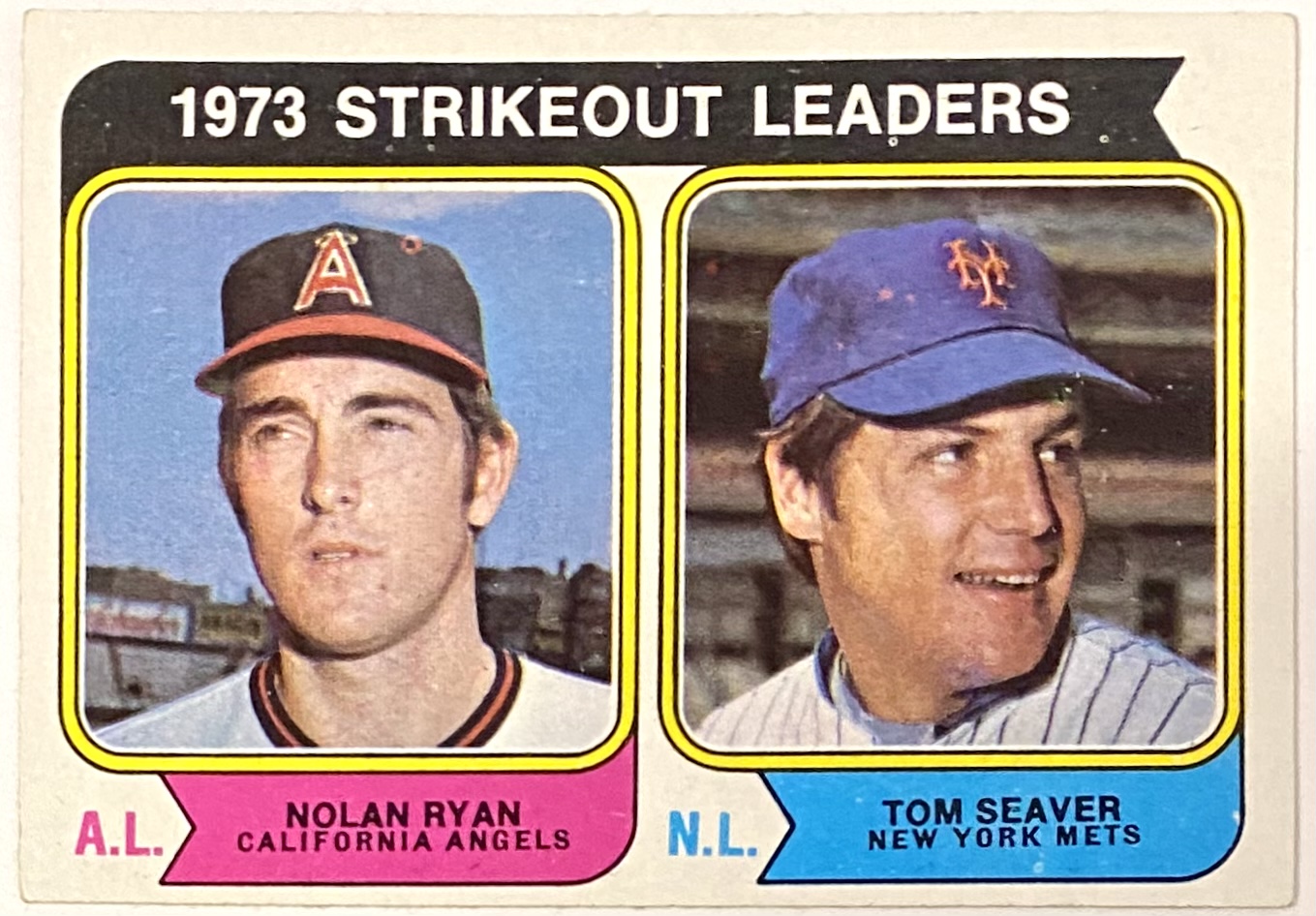 Nolan Ryan & Tom Seaver 1974 Topps Baseball Strikeout Leaders Card (HOF ...