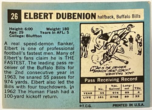 : 1964 Topps # 26 Elbert Dubenion Buffalo Bills