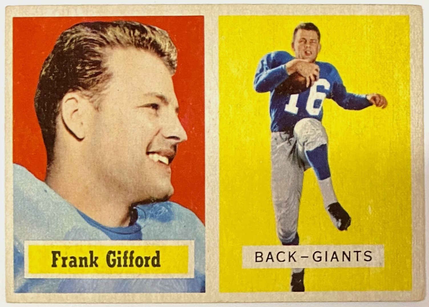 Frank Gifford 1957 Topps New York Giants Football Card – KBK Sports