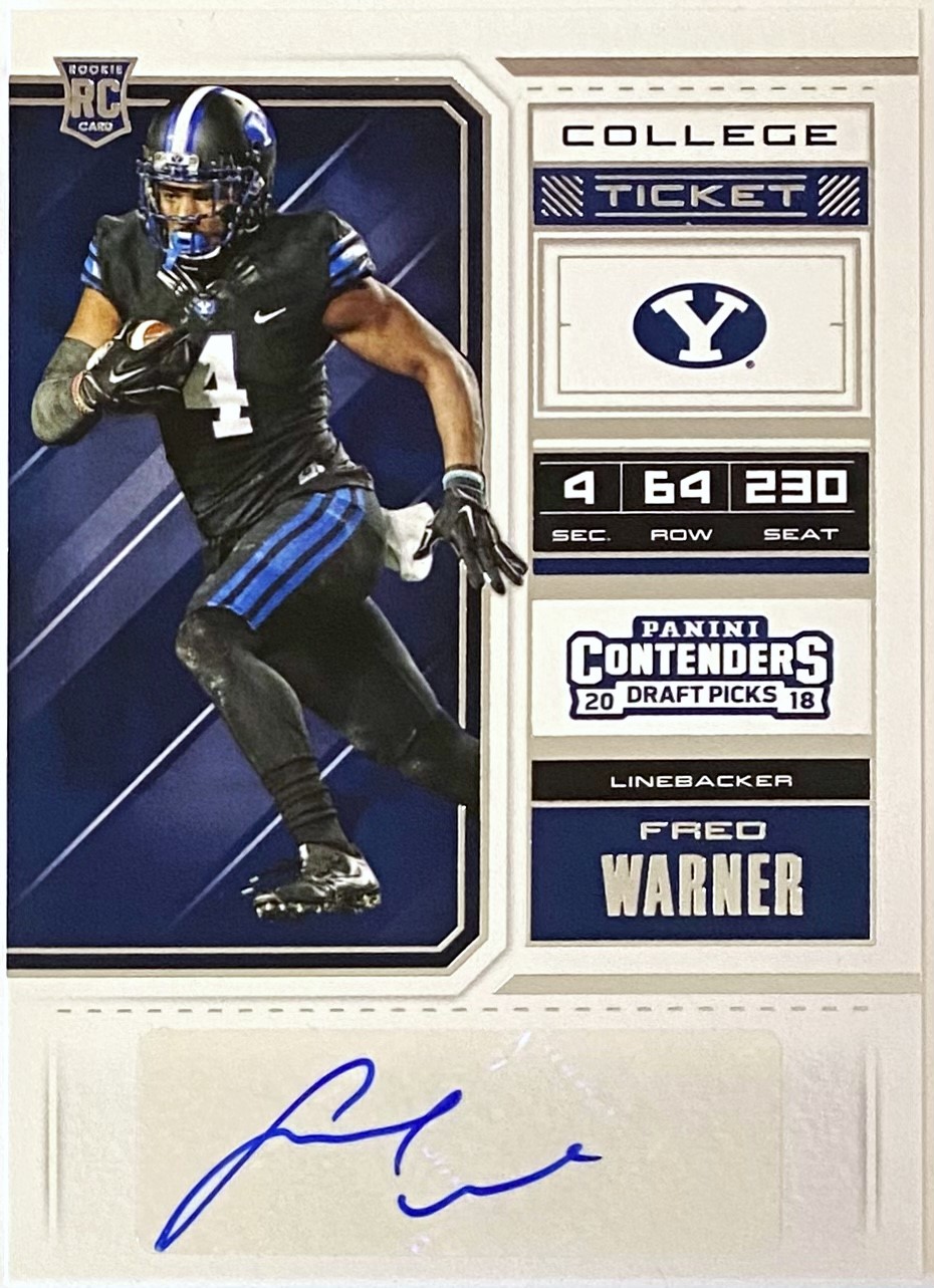 Fred Warner Autographed 2018 Panini Contenders Draft Picks Football BYU