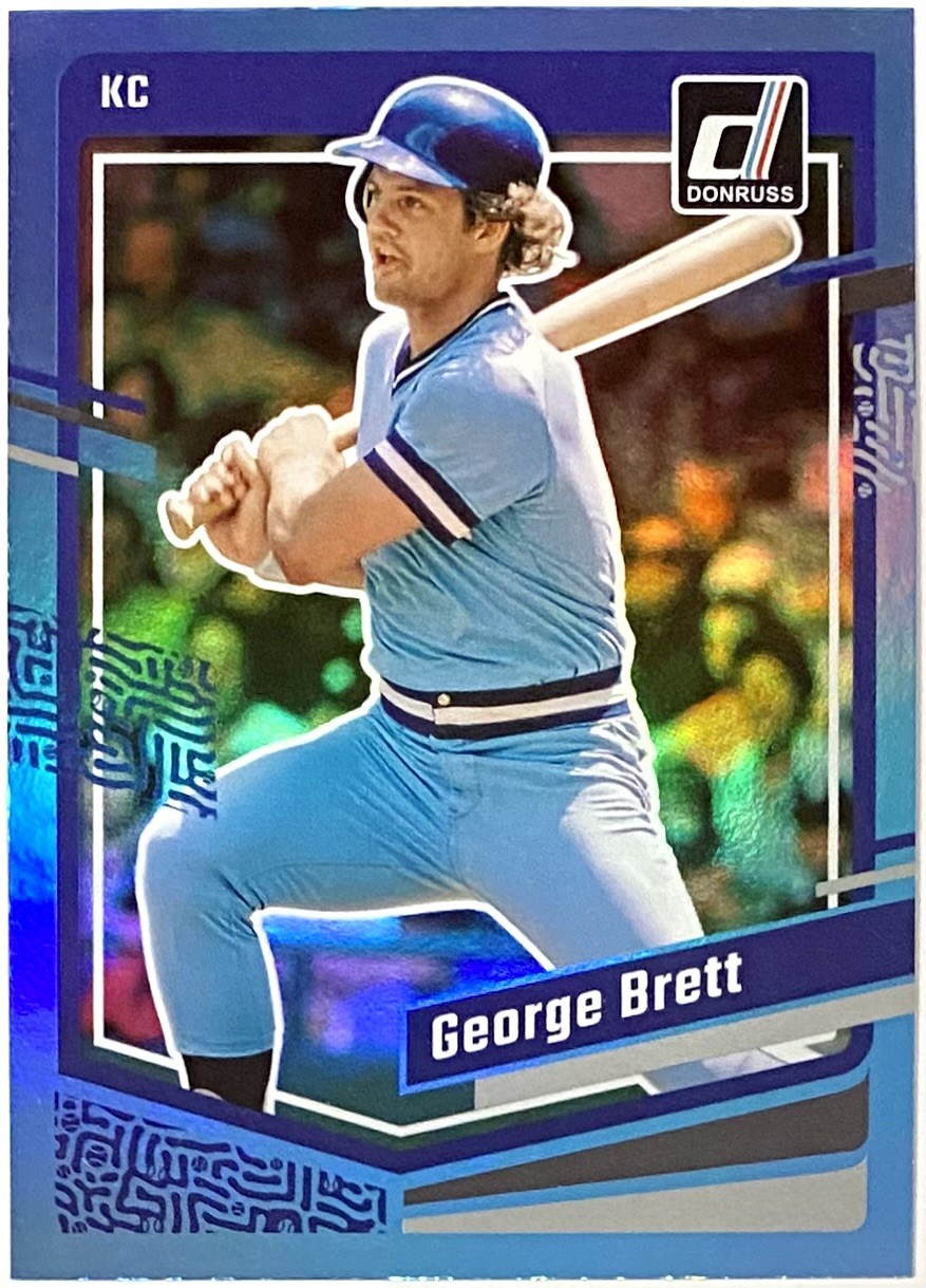 George Brett 2023 Panini Donruss Baseball Kansas City Royals Carolina Blue Holo Card Hof Kbk