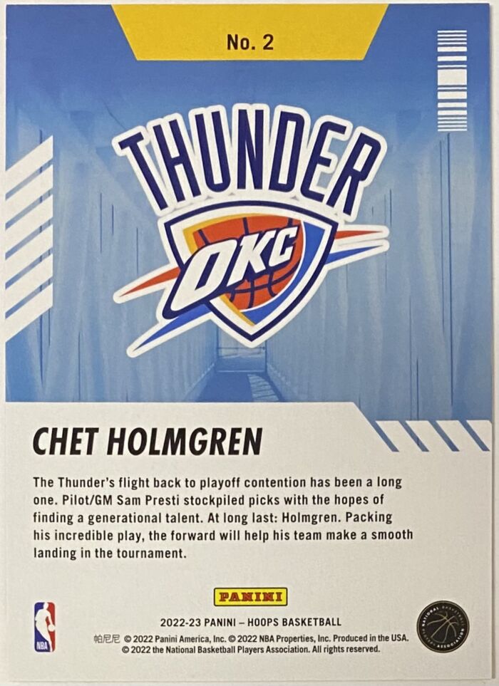 Chet Holmgren 2022-23 Panini NBA Hoops Basketball Oklahoma City Thunder ...