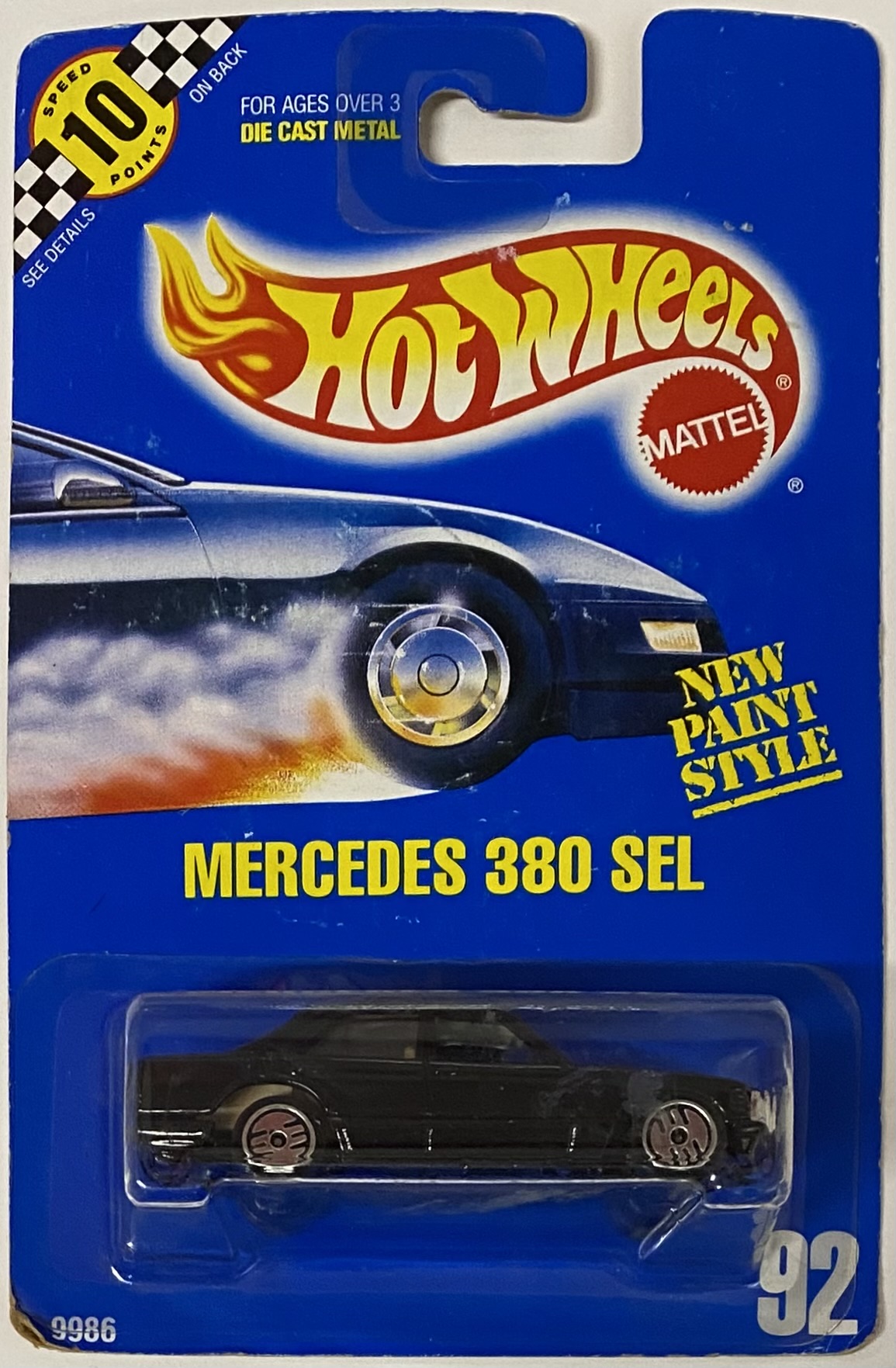 Mercedes 380 SEL 1990 Hot Wheels Black Die-Cast Car #92 - KBK Sports