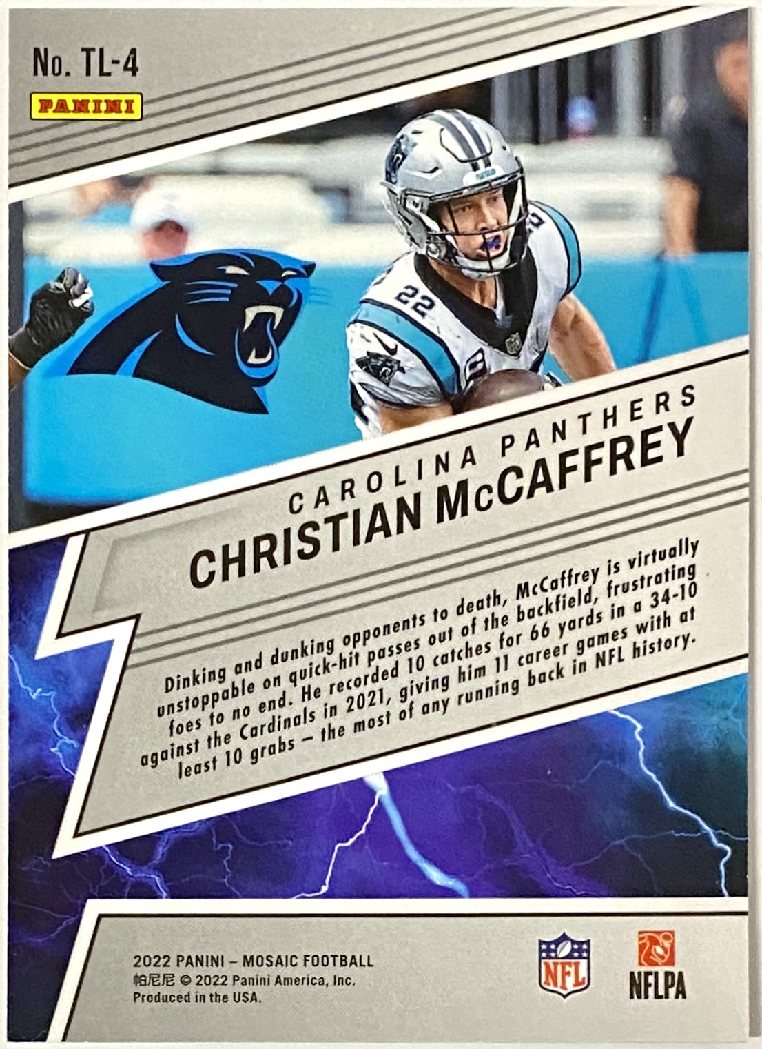 Christian McCaffrey 2022 Panini Mosaic Football Carolina Panthers ...