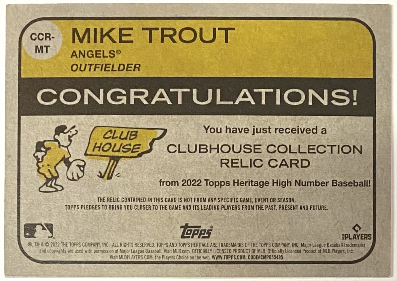 Mike Trout 22' store Topps Heritage SP 'GOLD' [Game-Used Insert] #CC-MT 47/99 (Angels)