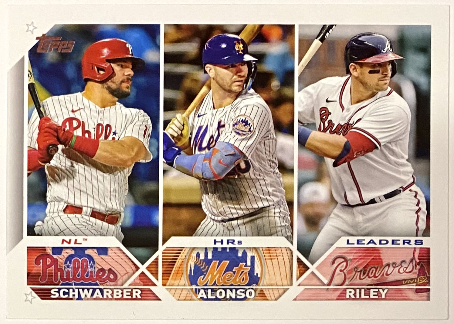 Kyle Schwarber, Pete Alonso & Austin Riley 2023 Topps Baseball NL Home