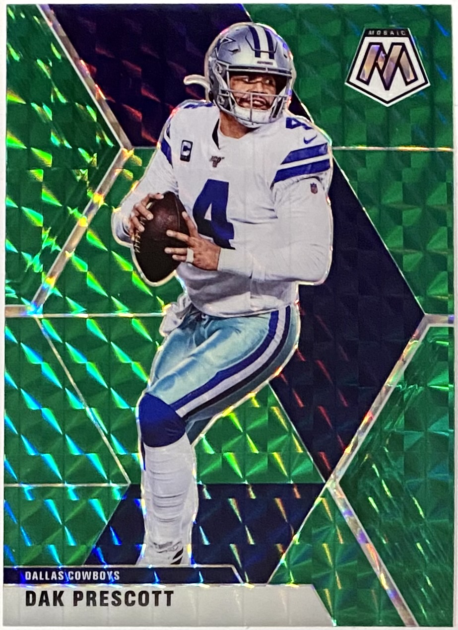 Dak Prescott 2020 Panini Mosaic Football Dallas Cowboys Green Prizm 