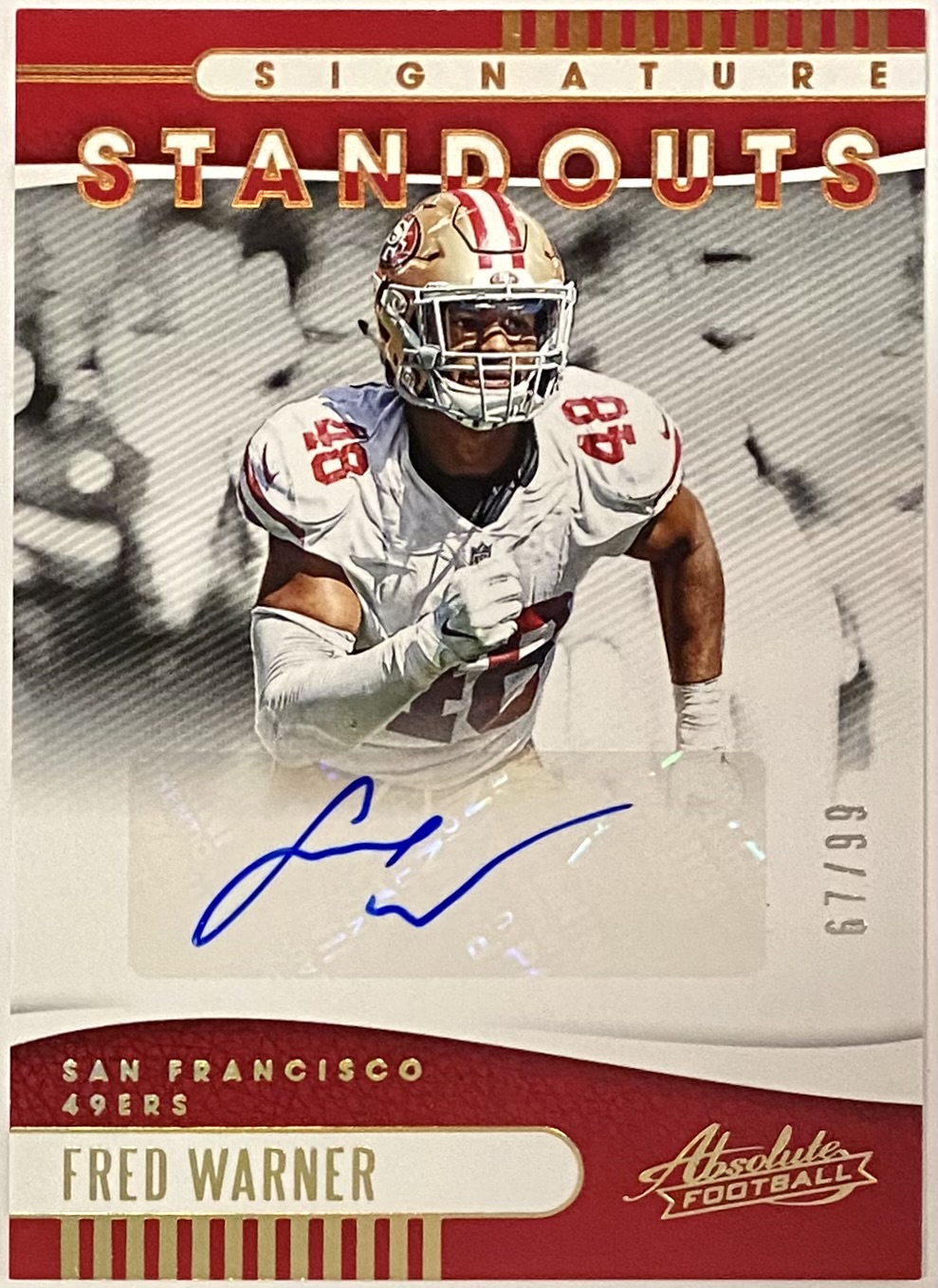Fred Warner Autographed 2019 Panini Absolute Football San 