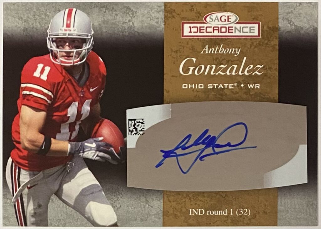 Anthony Gonzalez Autographed 2007 SAGE Decadence Ohio State Buckeyes ...