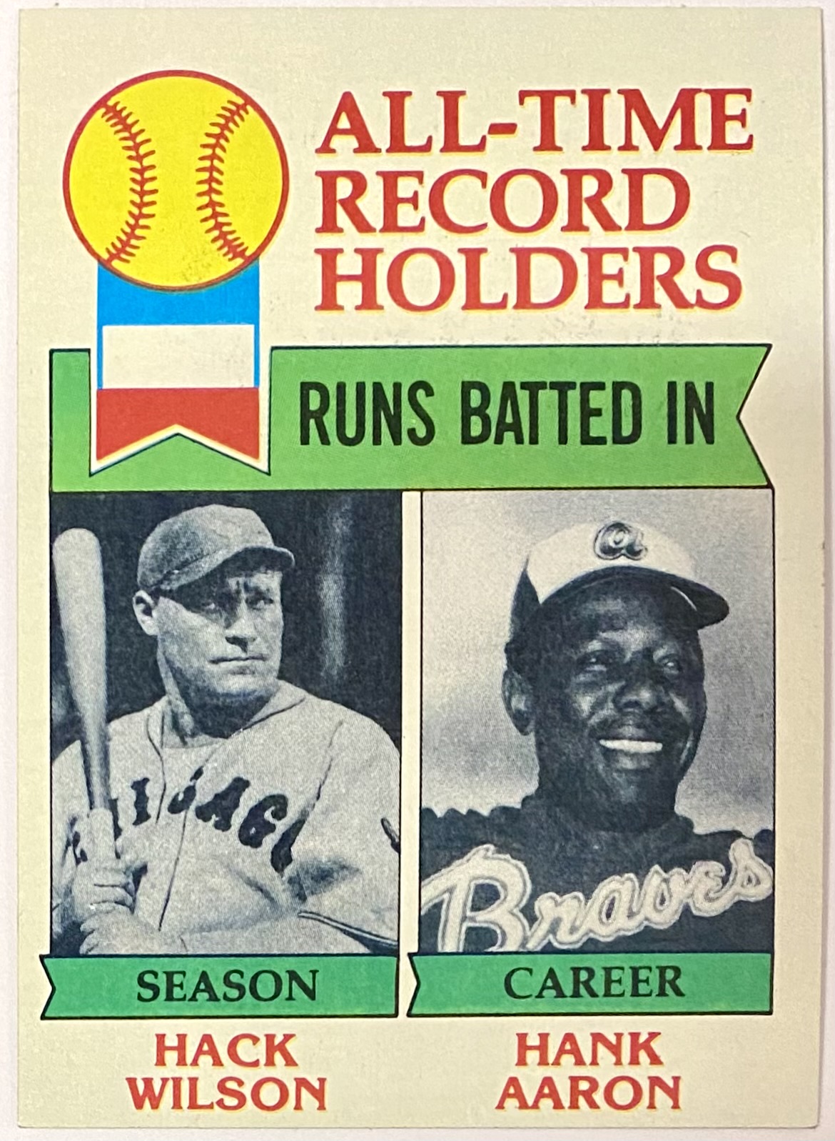 Hank Aaron & Hack Wilson 1979 Topps Baseball All-time Record Holders ...