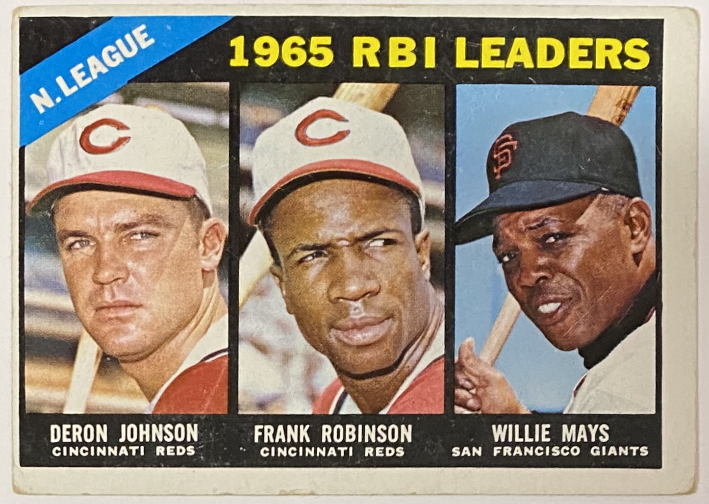 Willie Mays & Frank Robinson 1966 Topps National League RBI Leaders