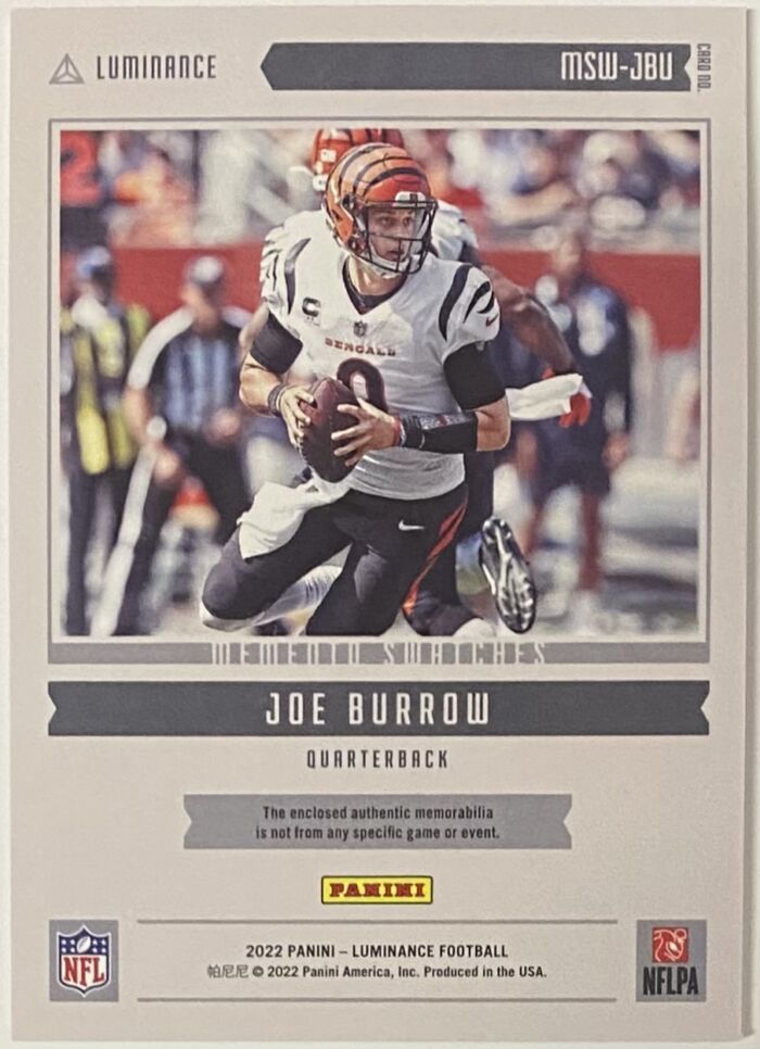 Joe Burrow Panini Luminance Football Cincinnati Bengals Memento