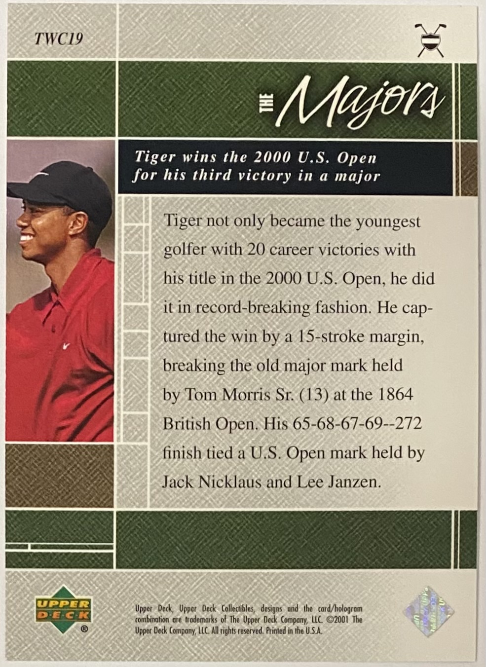 Tiger Woods 2002 Upper Deck Collectibles Golf The Majors Tiger Wins by ...