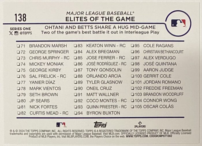 Shohei Ohtani & Mookie Betts 2024 Topps Baseball Elites Of The Game ...