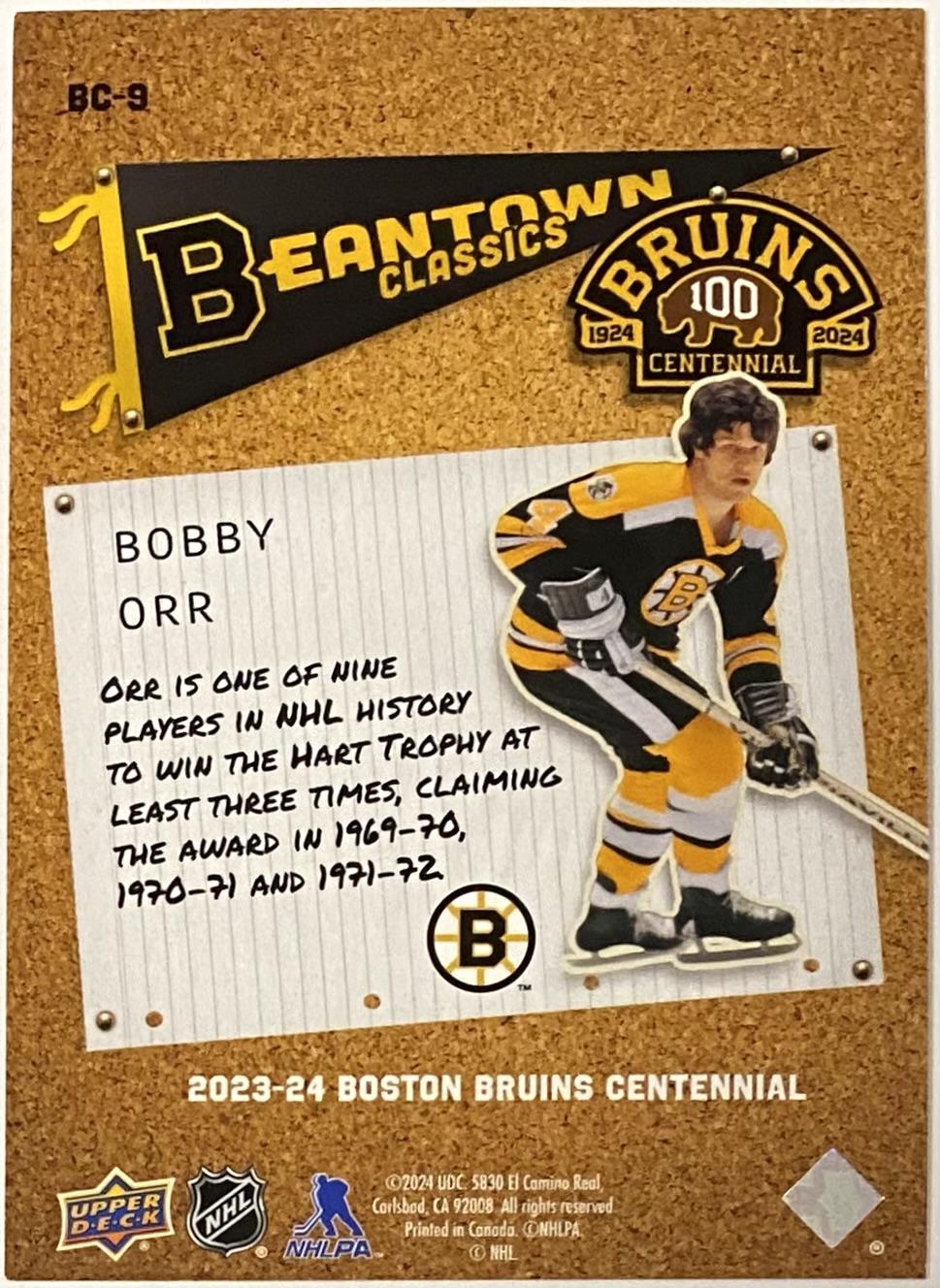 Bobby Orr 202324 Upper Deck Boston Bruins Hockey Centennial Beantown