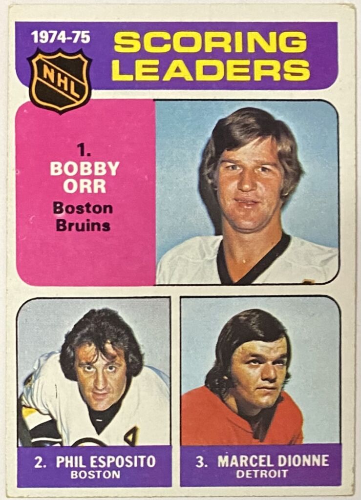 Bobby Orr, Phil Esposito & Marcel Dionne 197576 Topps Hockey Scoring