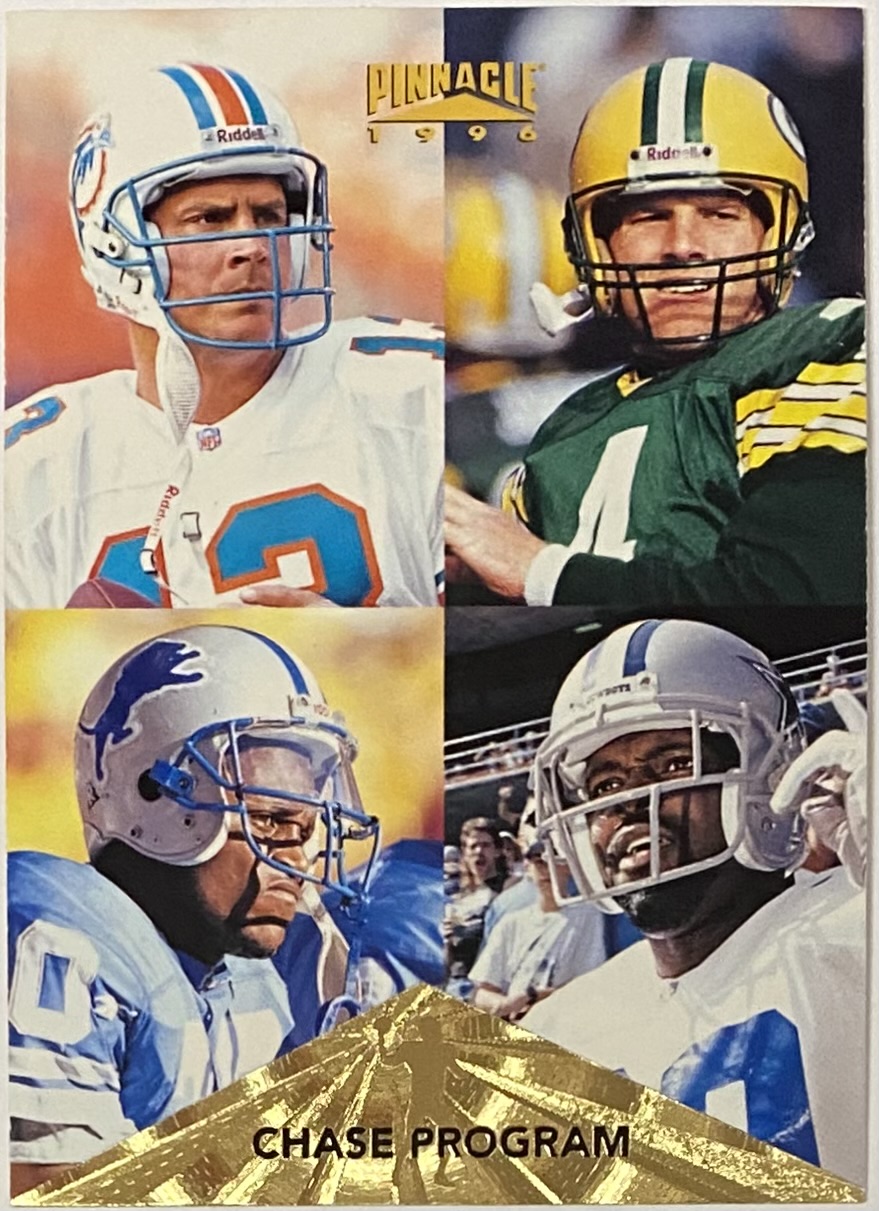 Dan Marino, Brett Favre, Barry Sanders & Emmitt Smith 1996 Pinnacle  Football Checklist Card - KBK Sports