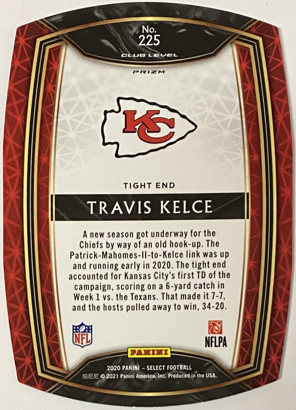 Travis Kelce Panini Select Football Kansas City Chiefs Club Level