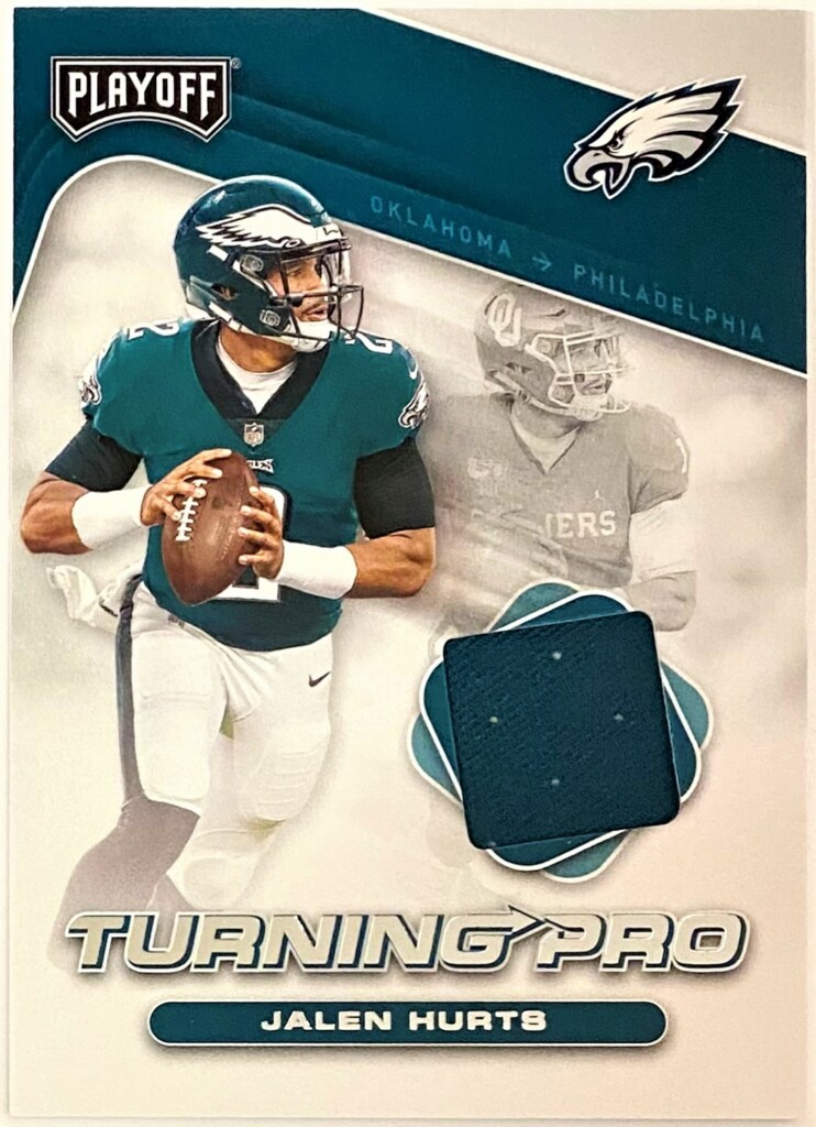 Jalen Hurts Panini Playoff Football Philadelphia Eagles Turning Pro Rookie Card W Piece Of