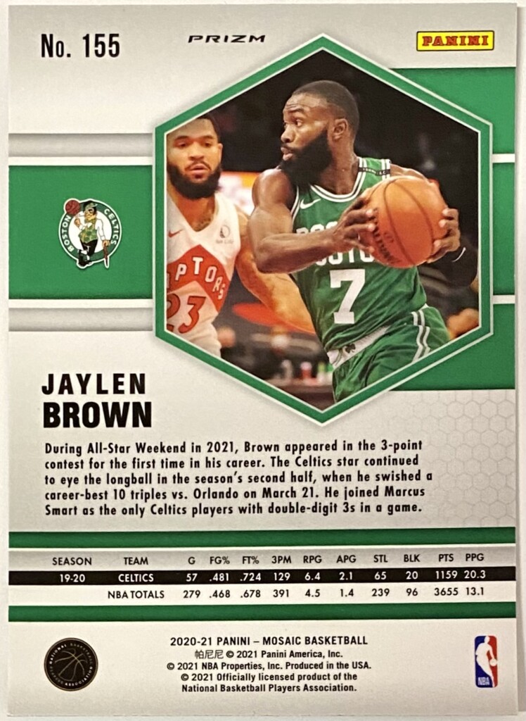 Jaylen Brown 2020-21 Panini Mosaic Basketball Boston Celtics 