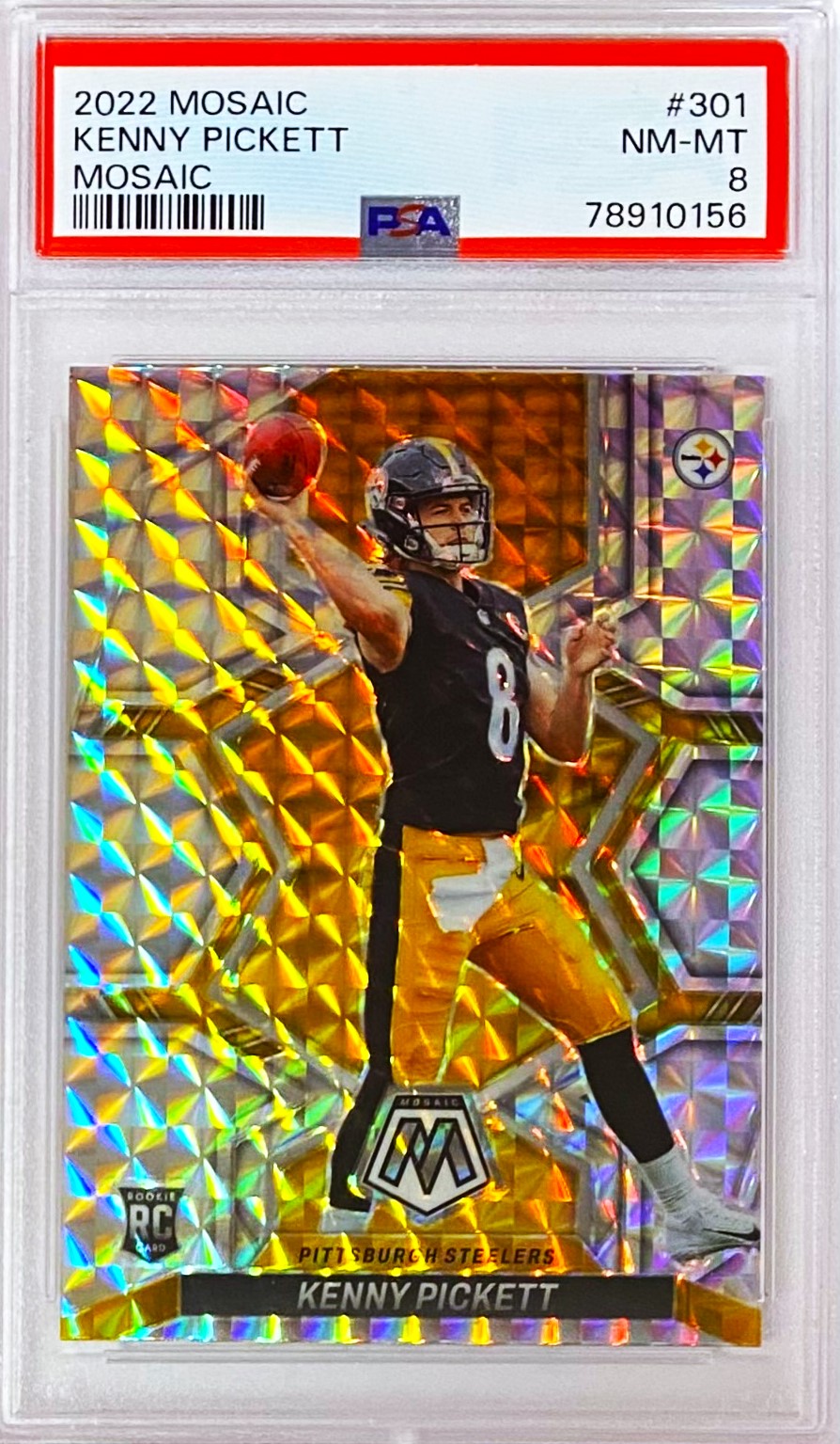 Mosaic 2022/23 kenny pickett nfl debut factory prizm yellow and green