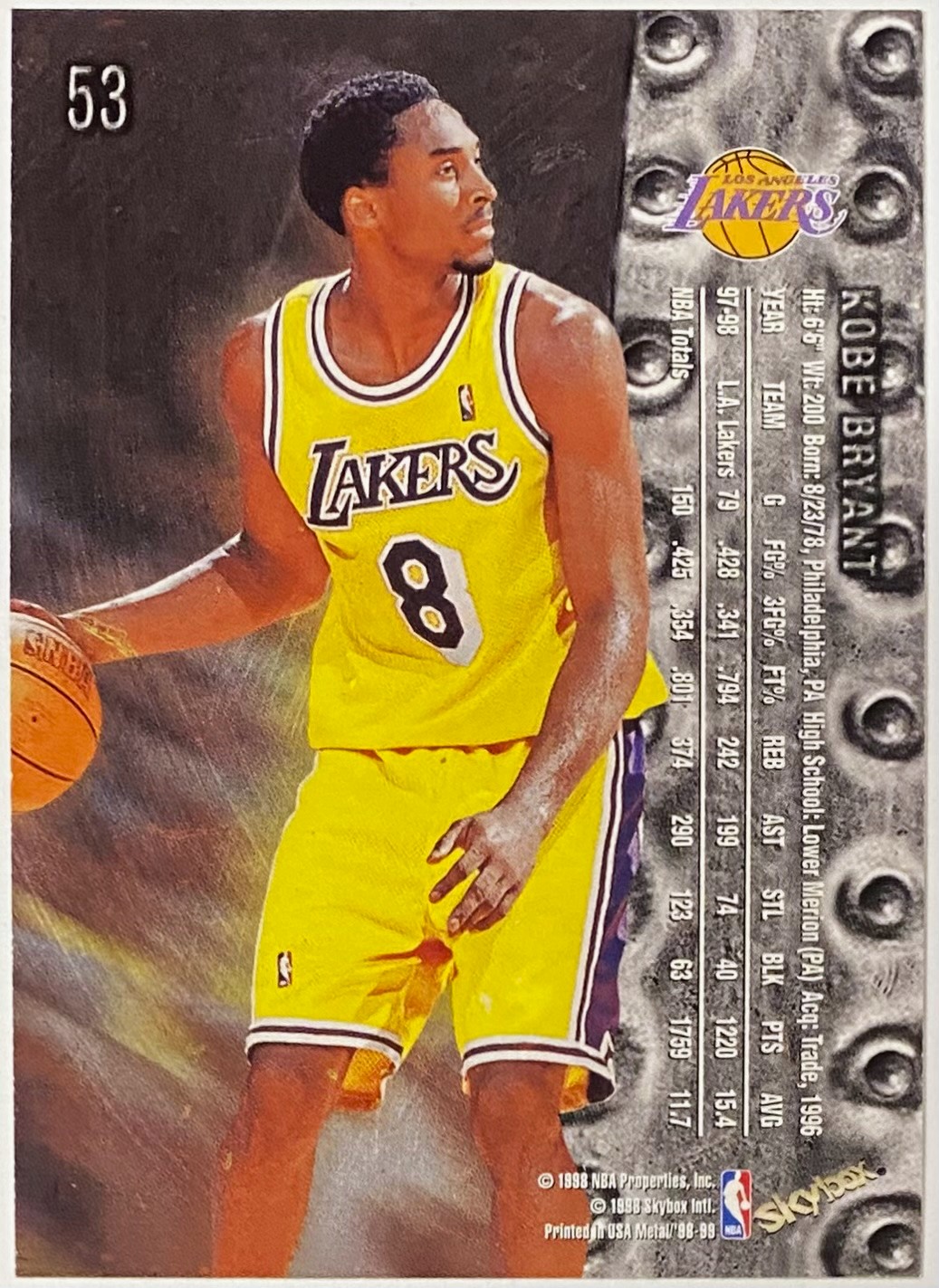 Kobe Bryant 1998-99 Skybox Metal Universe Los Angeles Lakers Basketball  Card - KBK Sports