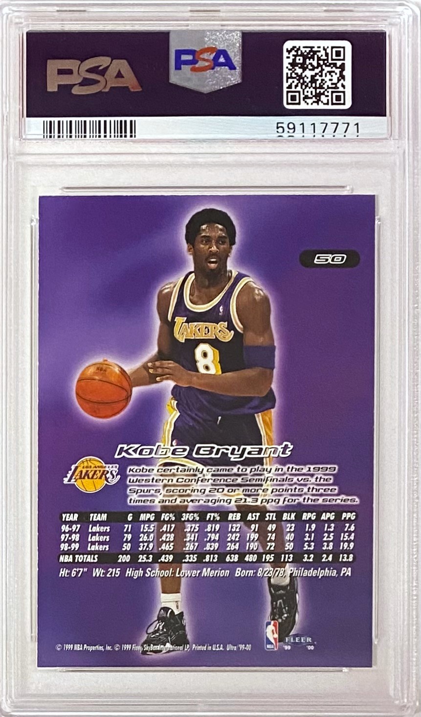 2015 Panini NBA KOBE BRYANT PSA 9 HYPER INTERNATIONAL card LOS ...