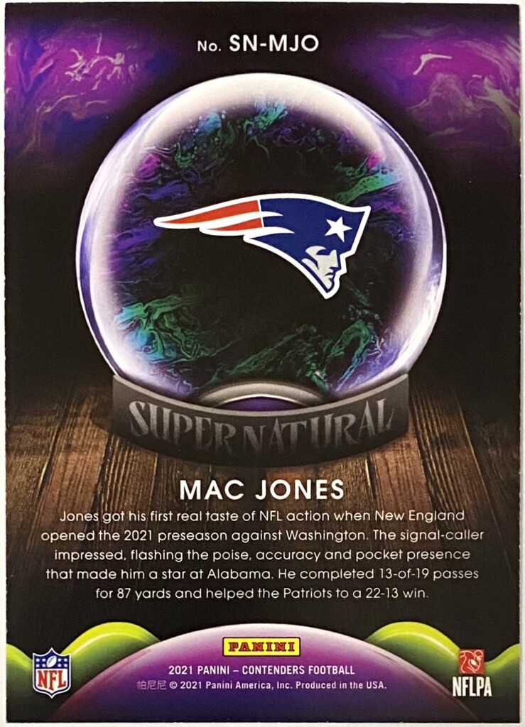 MAC JONES 2021 Panini Contenders SUPERNATURAL RC Football Rookie