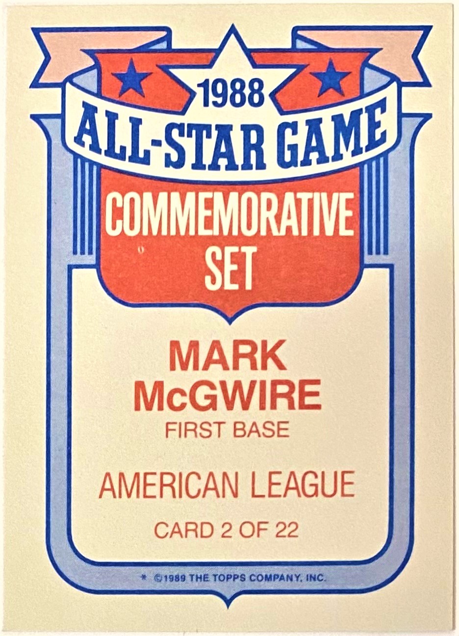  Mark McGwire baseball card (Oakland Athletics) 1988