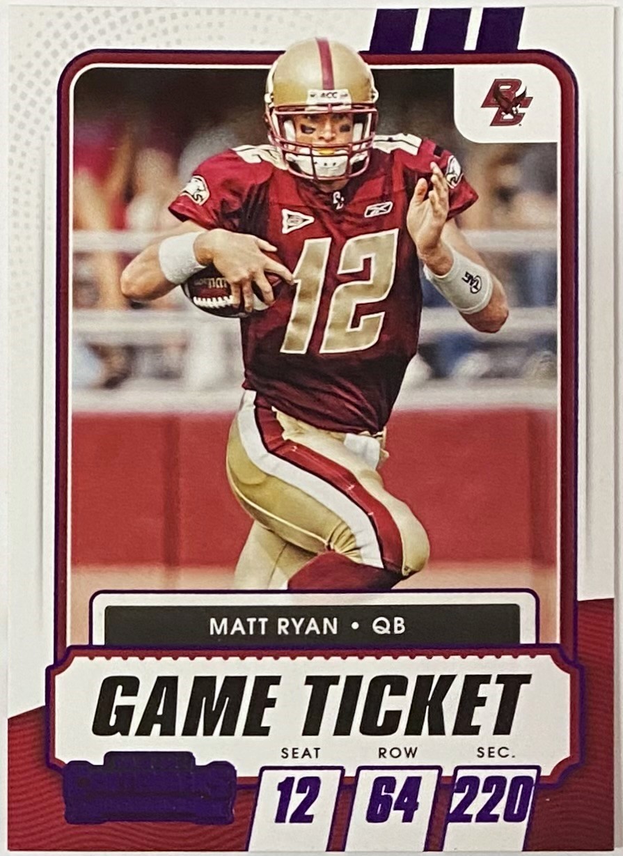 Matt Ryan 2021 Panini Contenders Draft Picks Boston College Eagles Game ...