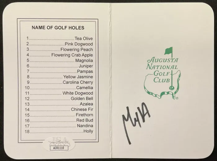 Max Homa Autographed Augusta National The Masters Scorecard KBK Sports