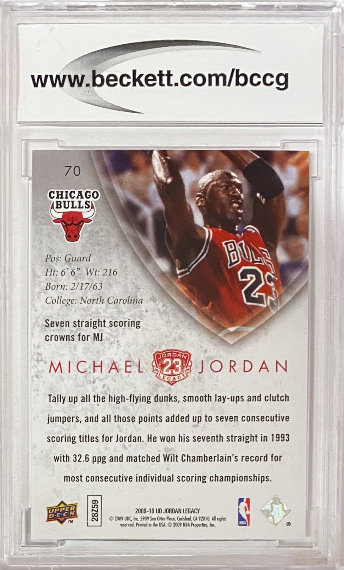 2009 Upper cheapest Deck Gold Legacy Micheal Jordan #100 Beckett Graded 10 Gem Mint Rare